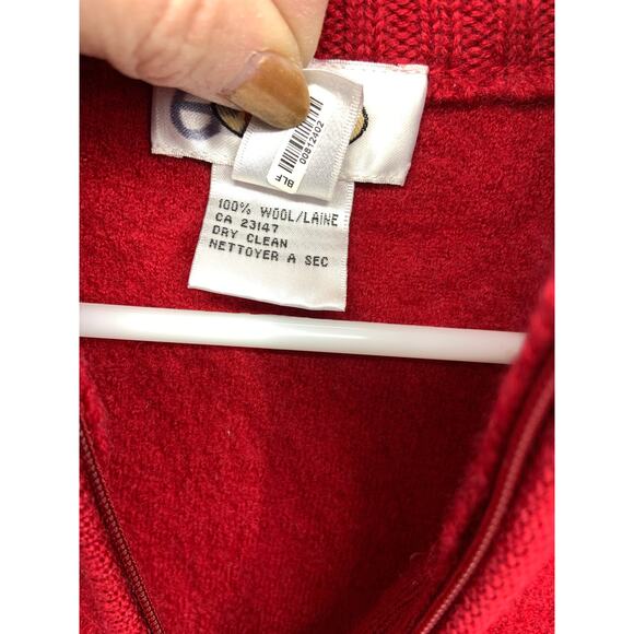 Vintage 90s Talbots Womens 100% Boiled Wool Full Zip Mock Neck Red Vest Size L - Picture 4 of 6
